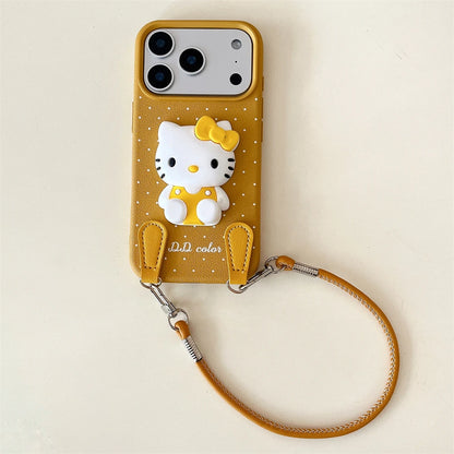 3D Hello Kitty Autumn Wine Red Lanyard Case - sky-case