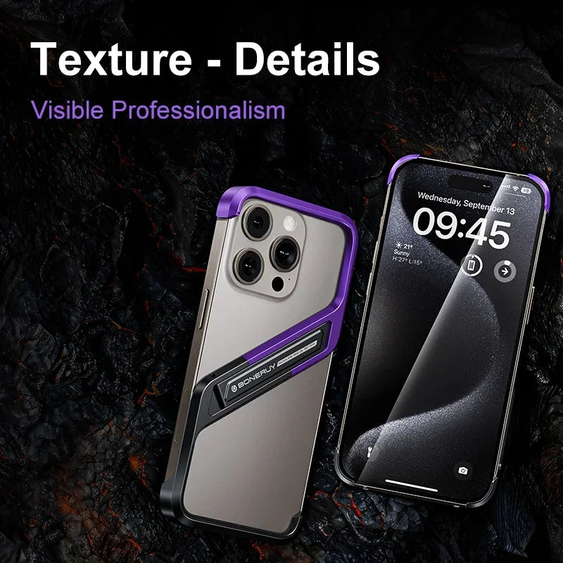 Luxury Metal Geometric Rimless Aluminum Phone Cover - sky-case