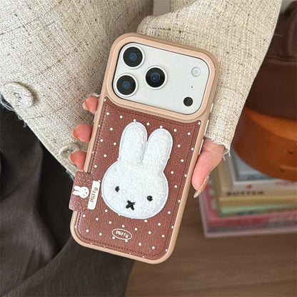 Winter Plush Rabbit Polka Dot Leather Case - sky-case