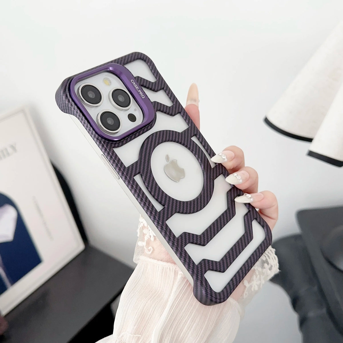 Luxury Carbon Fiber Style Magnetic Phone Cover - sky-case