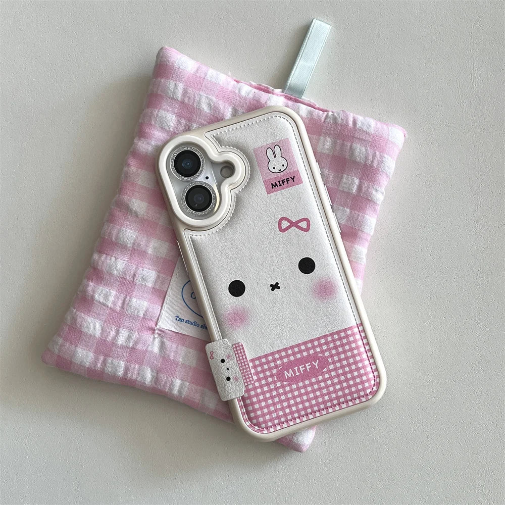 Plaid Rabbit Cartoon Lanyard Case - sky-case