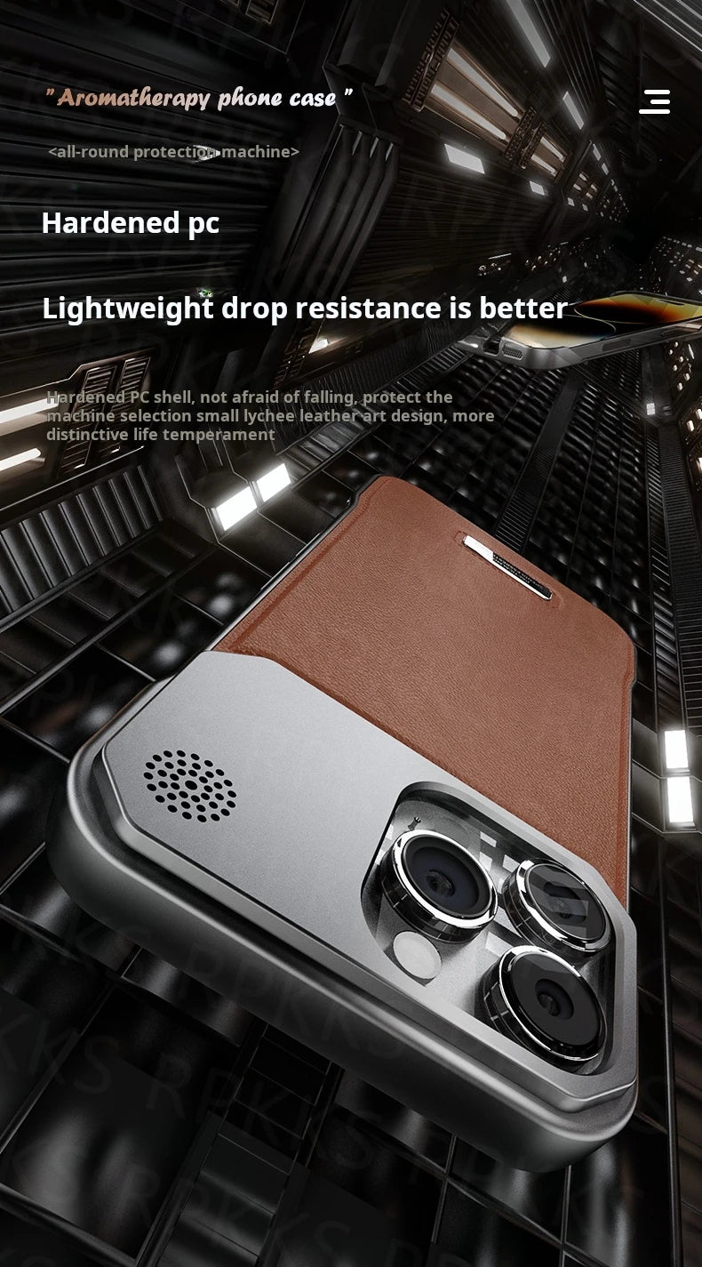 Luxury leather iPhone Case with Frameless Magnetic Cover - sky-case