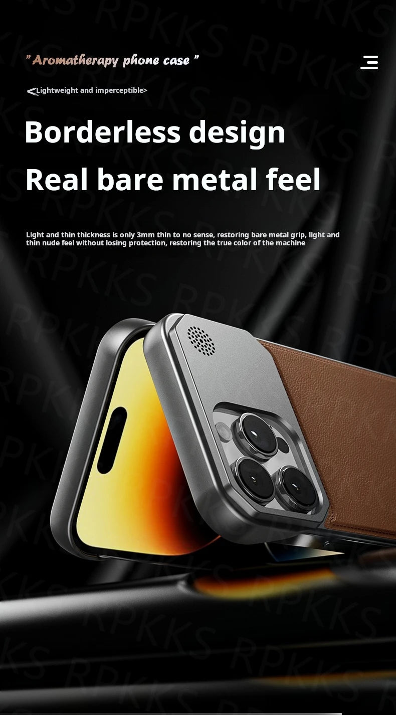 Luxury leather iPhone Case with Frameless Magnetic Cover - sky-case