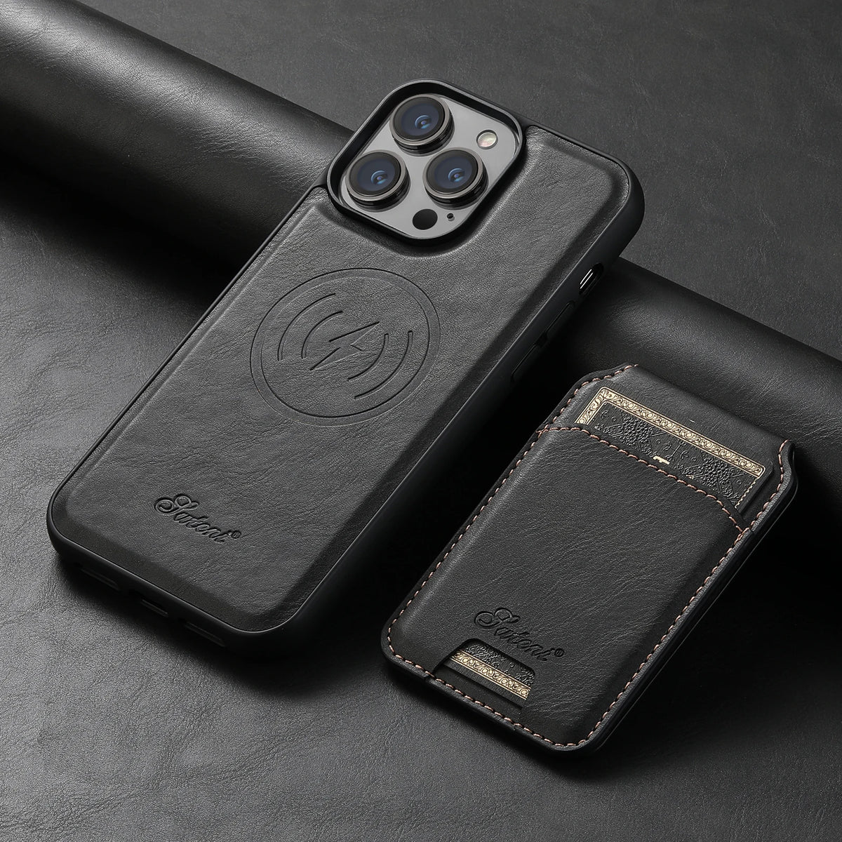 Luxury Magnetic Card Slot Leather Wallet Phone Cover Black / iPhone 16 Plus - sky-case