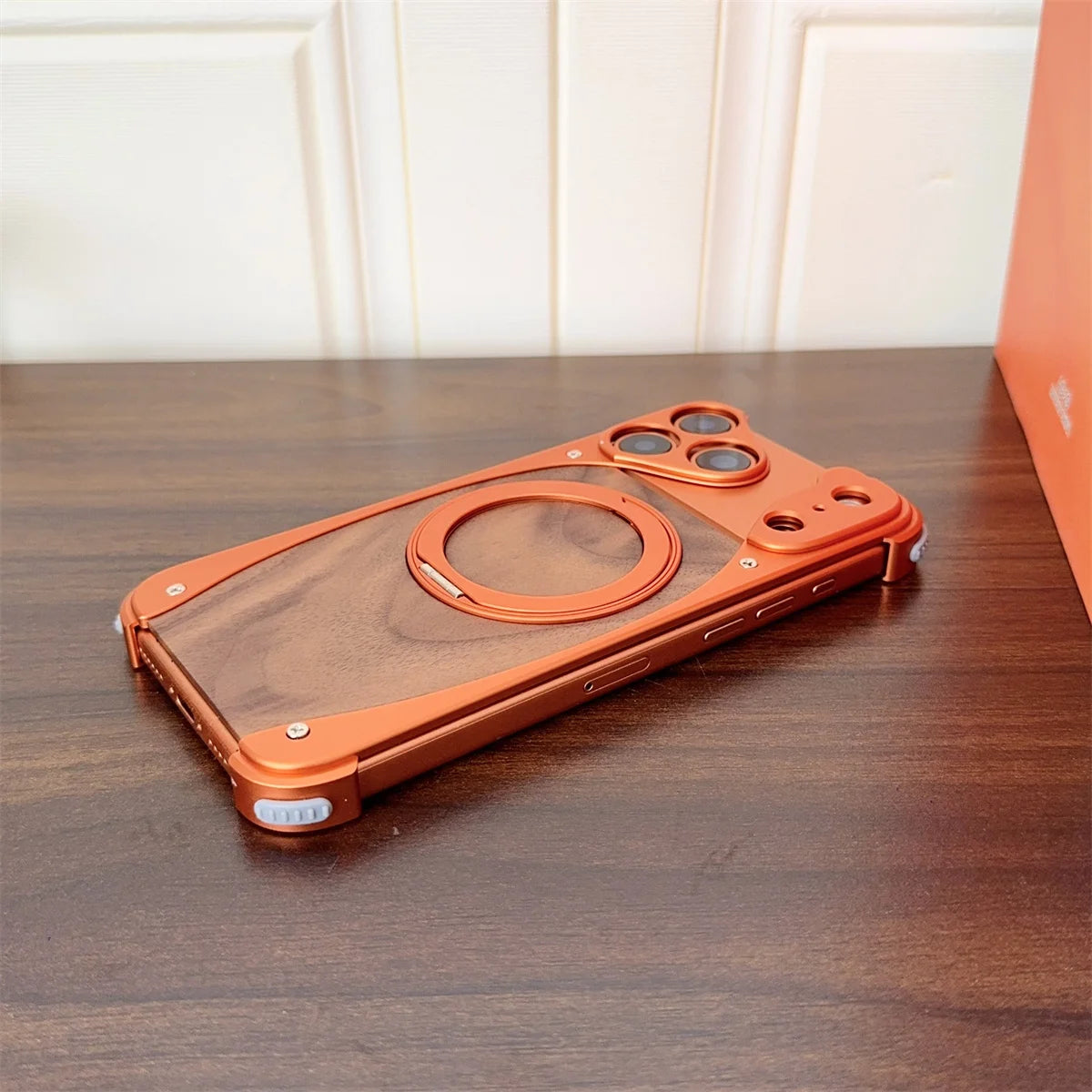 Walnut Wood Magnetic Metal Case - sky-case