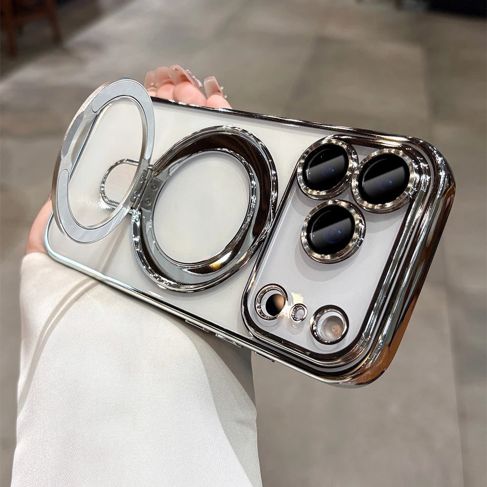 Luxury Plating MagSafe Magnetic Bracket Case - sky-case