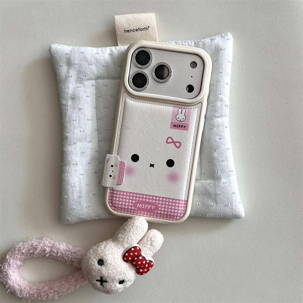 Plaid Rabbit Cartoon Lanyard Case - sky-case