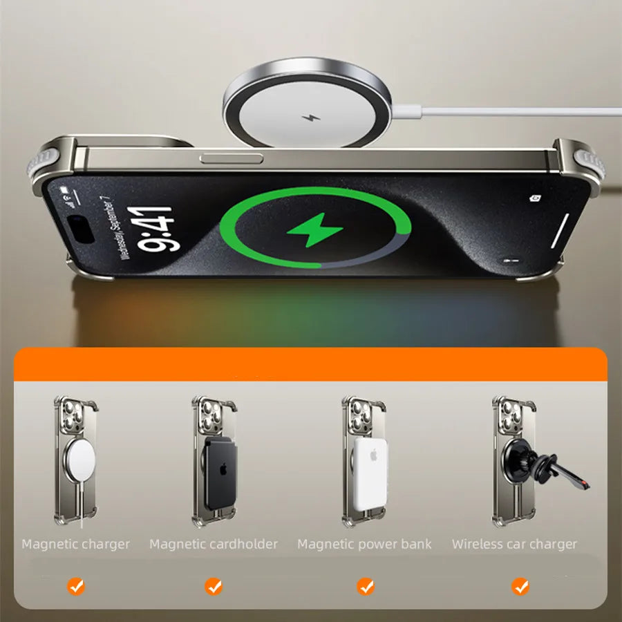 Luxury Aluminum Frameless Airbag Magsafe phone Cover - sky-case