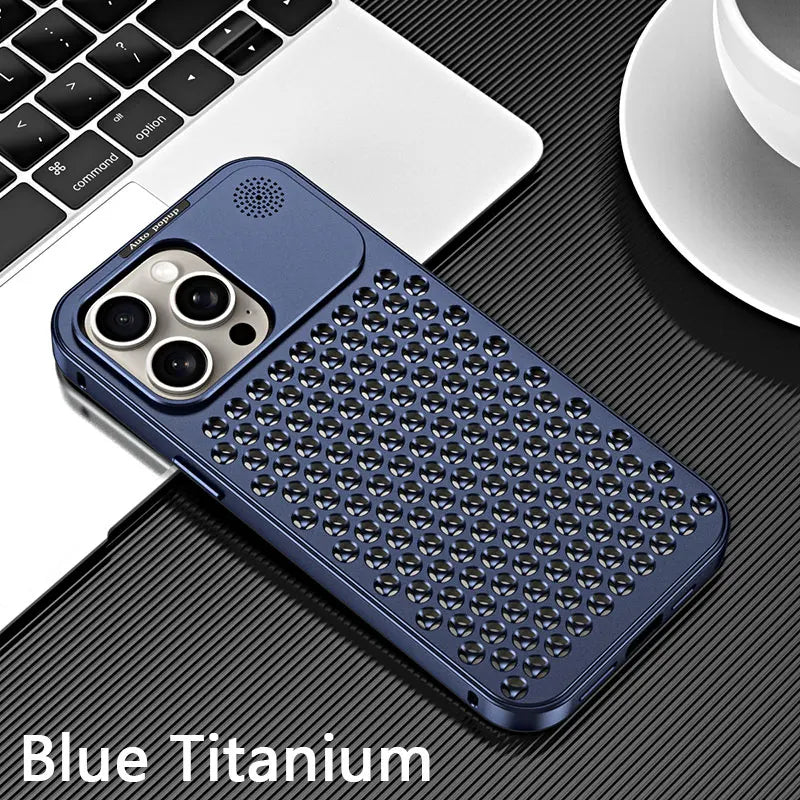 Aluminum Heat-Dissipating Case for iphone 15 14 13 12 pro max For Iphone 15 / Blue Titanium - sky-case