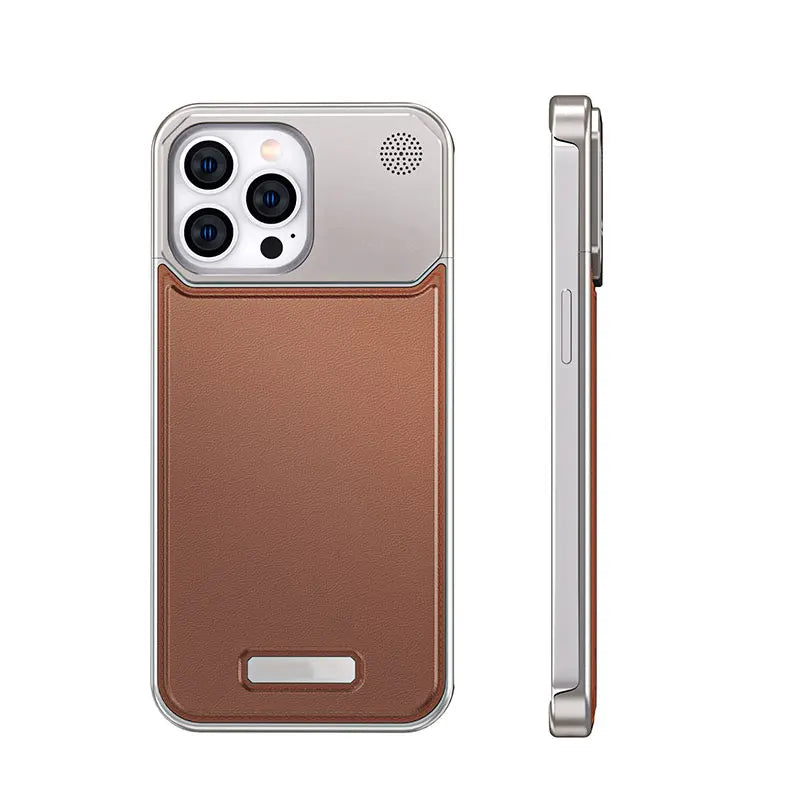 Luxury Leather Magnetic Aluminum Phone Cover - sky-case