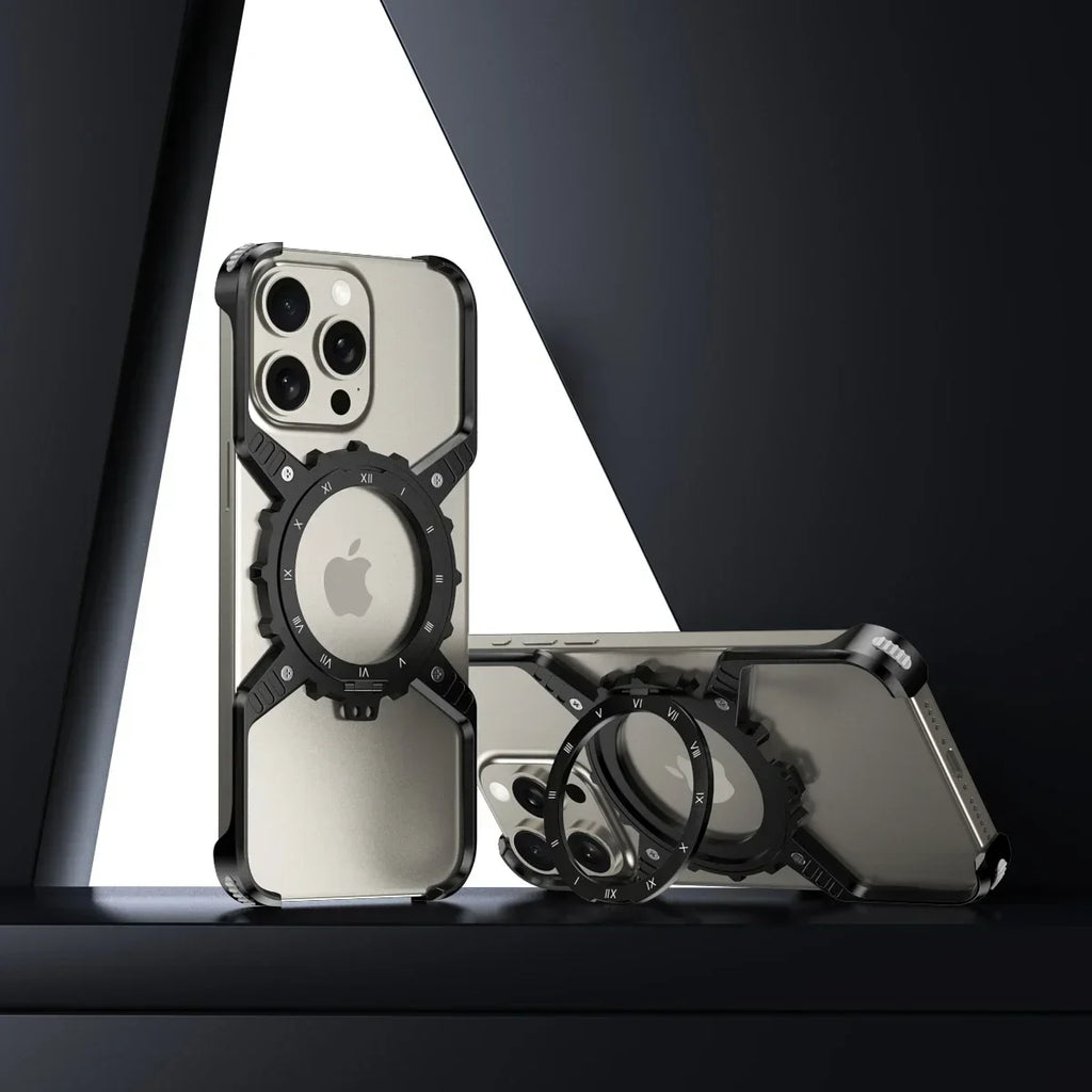 Luxury Metal Gear Magnetic Holder Phone Cover - sky-case