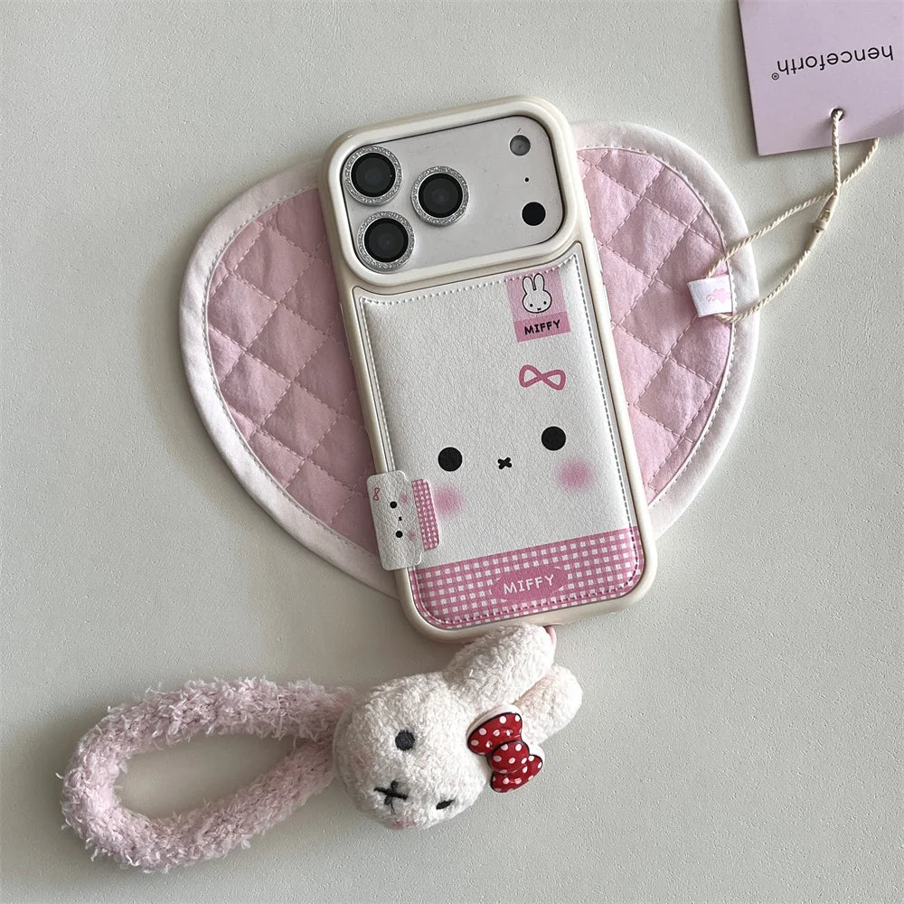 Plaid Rabbit Cartoon Lanyard Case - sky-case