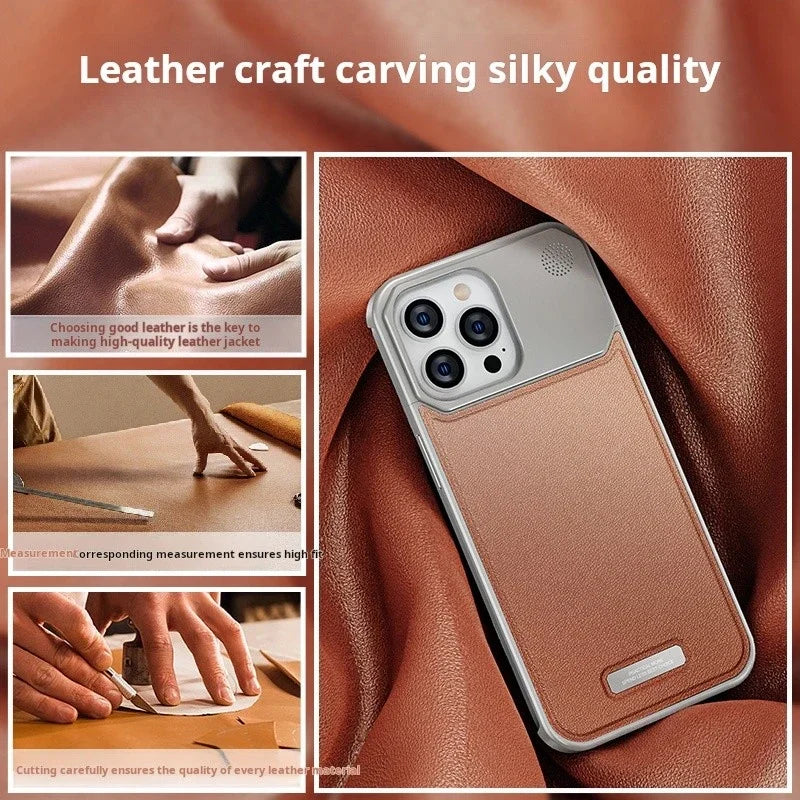 Luxury Leather Magnetic Aluminum Phone Cover - sky-case