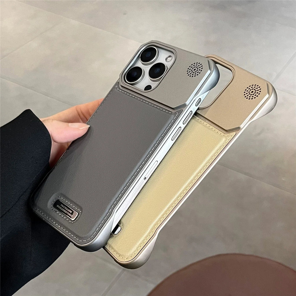 Luxury leather iPhone Case with Frameless Magnetic Cover - sky-case
