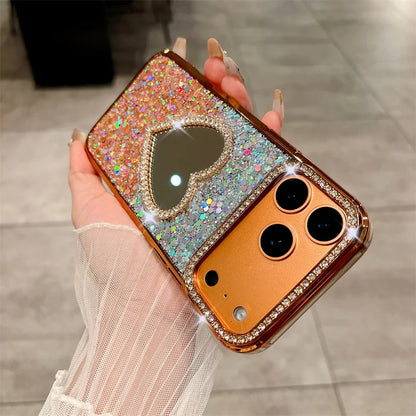 Luxury Diamond Heart Mirror Case - sky-case