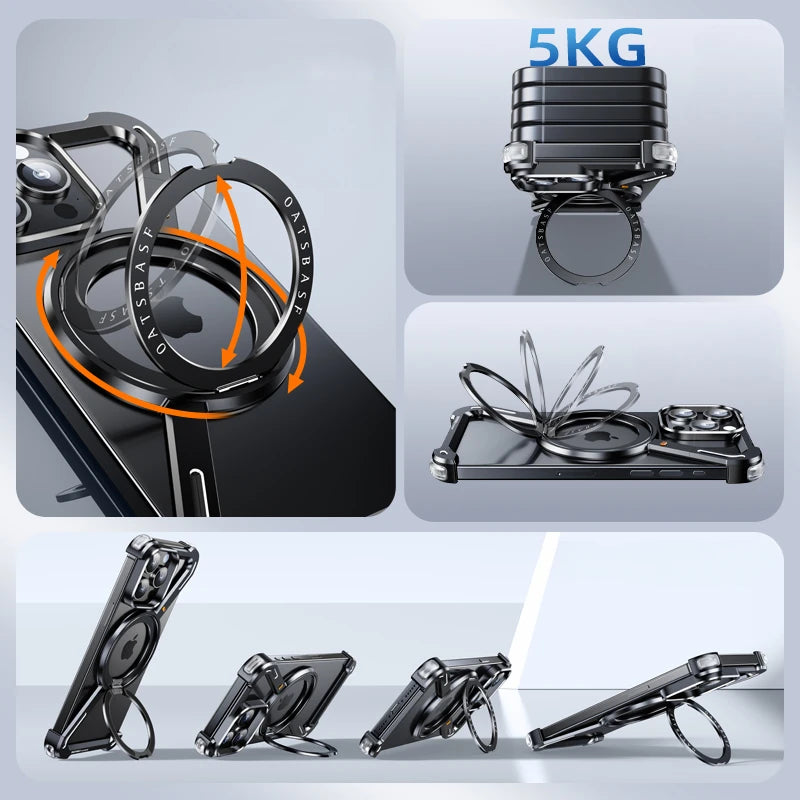 Luxury Aluminum Alloy Frame 360° Rotation Shape Metal Holder Phone Cover - sky-case