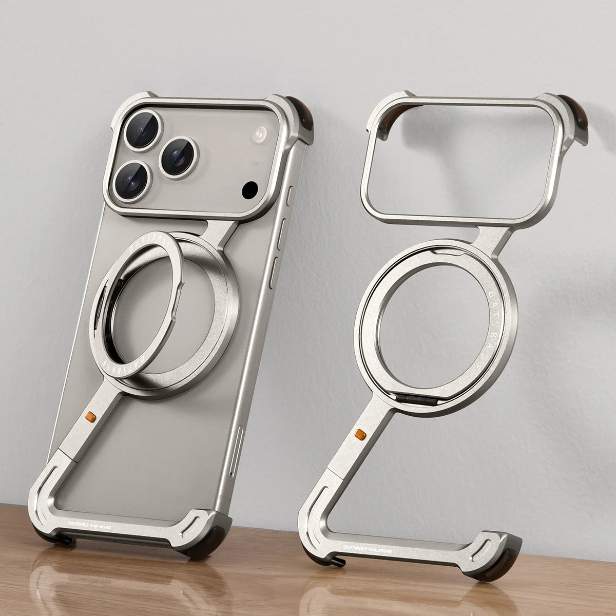 Luxury Frameless Metal Ring Stand Case – Slim & Shockproof