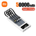 Xiaomi Solar Power Bank 200000mAh Built-in Cables Solar Charger 2 External USB Ports with LED Light Ultra Fast Charger Powerbank White 50000mAh - sky-case