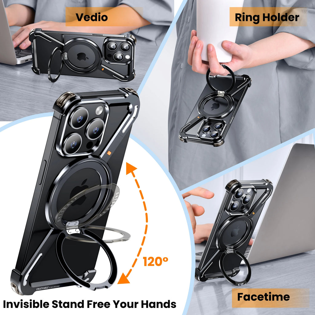 Luxury Aluminum Alloy Frame 360° Rotation Shape Metal Holder Phone Cover - sky-case