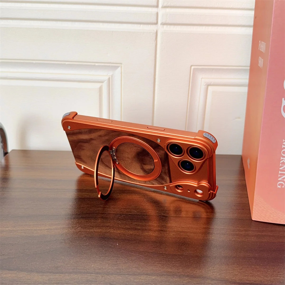 Walnut Wood Magnetic Metal Case - sky-case