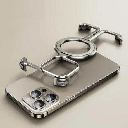 Luxury Aluminum Frameless Airbag Magsafe phone Cover Titanium Gray / For iPhone 14 Pro - sky-case