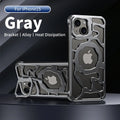Titanium Metal Magnetic Holder Phone Cover for iPhone 15 14 Pro Max Titanium Grey / For iPhone 15 Pro Max - sky-case