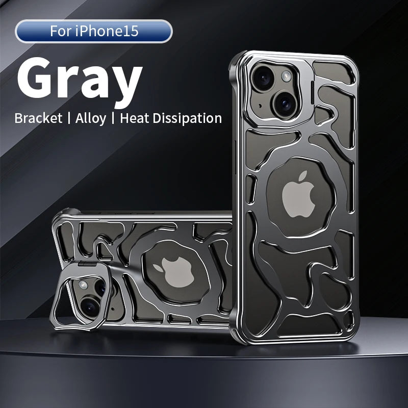 Titanium Metal Magnetic Holder Phone Cover For iPhone 14 / Titanium Grey - sky-case