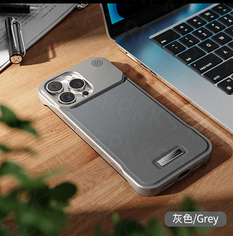 Luxury leather iPhone Case with Frameless Magnetic Cover - sky-case