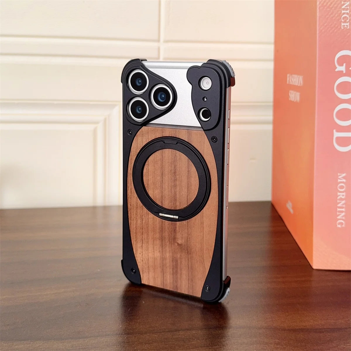 Walnut Wood Magnetic Metal Case - sky-case