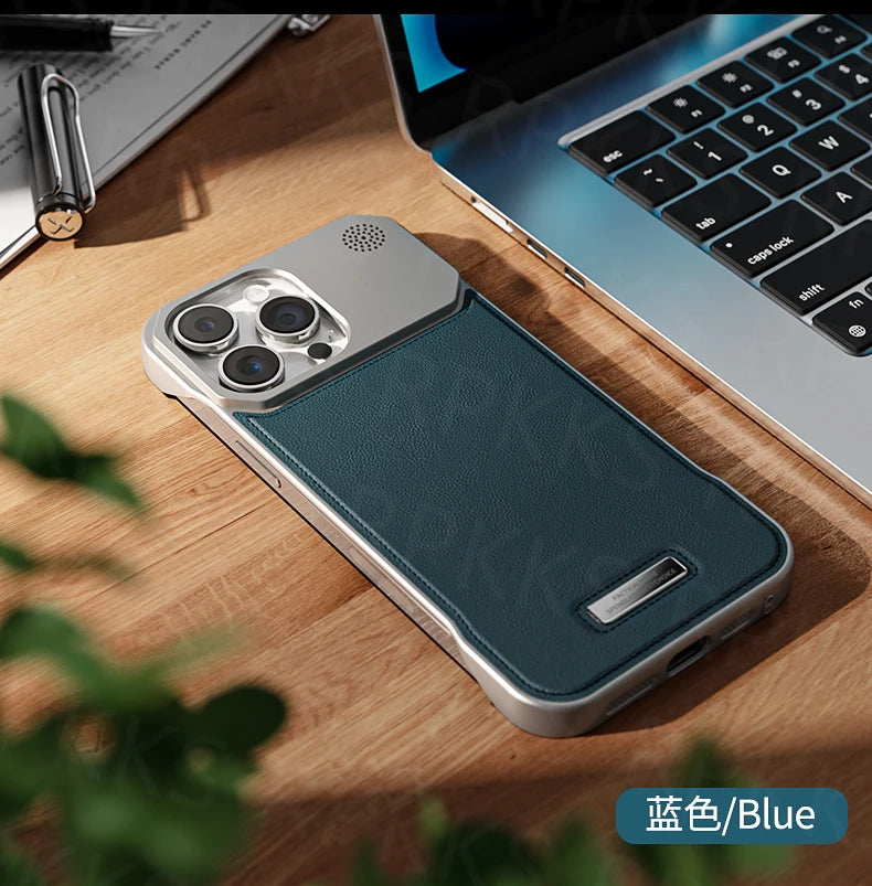 Luxury leather iPhone Case with Frameless Magnetic Cover - sky-case