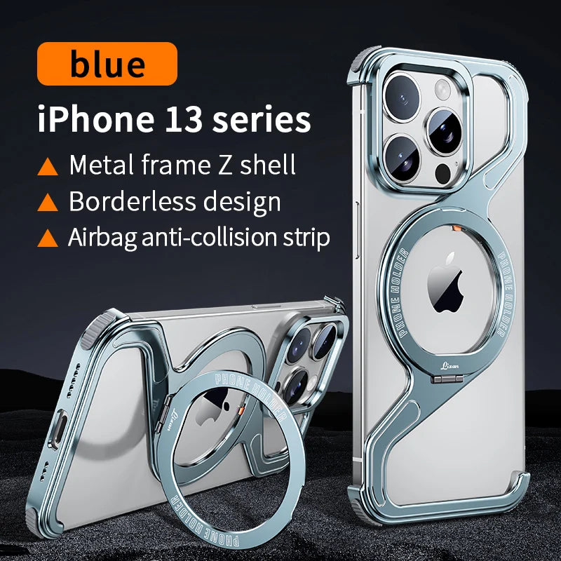 New Aluminum 360° Rotation Metal Phone Cover Blue / For Iphone 15 Pro - sky-case