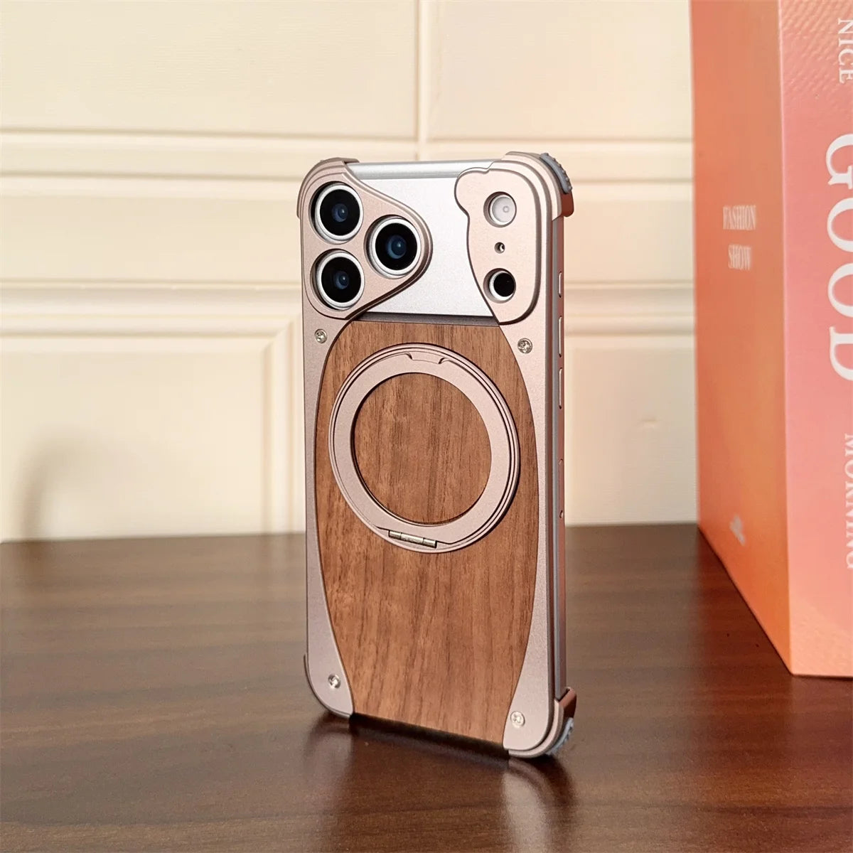 Walnut Wood Magnetic Metal Case - sky-case