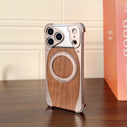 Walnut Wood Magnetic Metal Case - sky-case