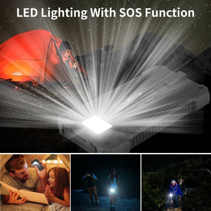 200000mAh Portable Solar Power Bank External Battery Fast Charging Waterproof For All Phones With SOS Flashlight Power Bank - sky-case