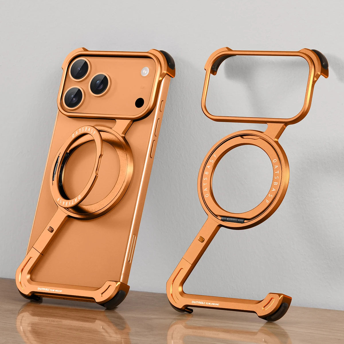 Luxury Frameless Metal Ring Stand Case – Slim & Shockproof