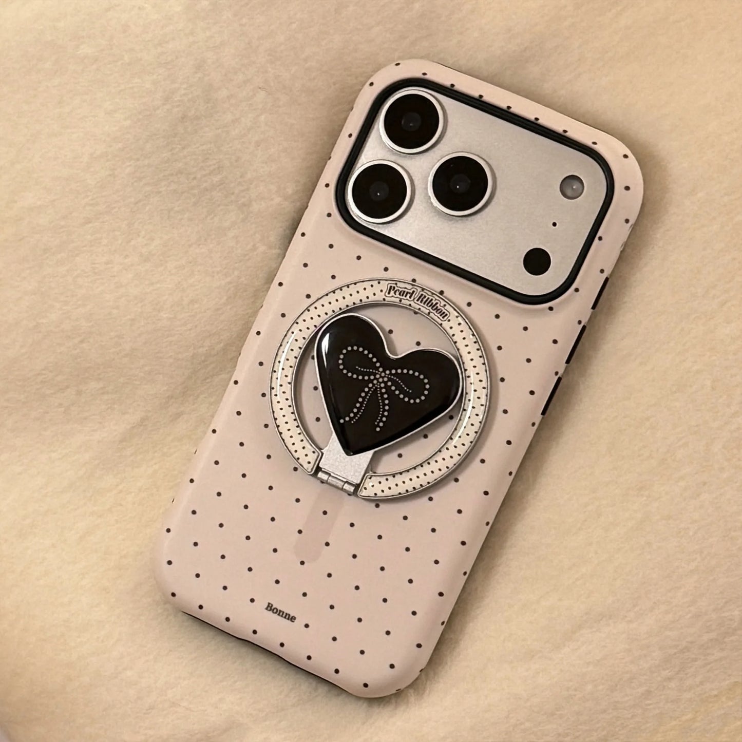 Korean Polka Dot Heart Magnetic Case - sky-case