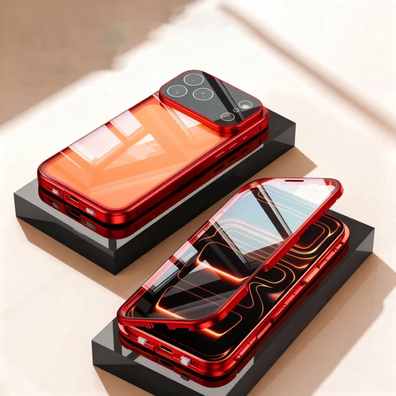 360° Full Protection Metal Magnetic Double-Sided Glass Case