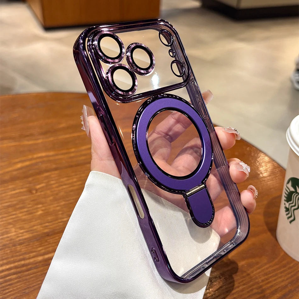 Luxury Plating MagSafe Magnetic Bracket Case - sky-case