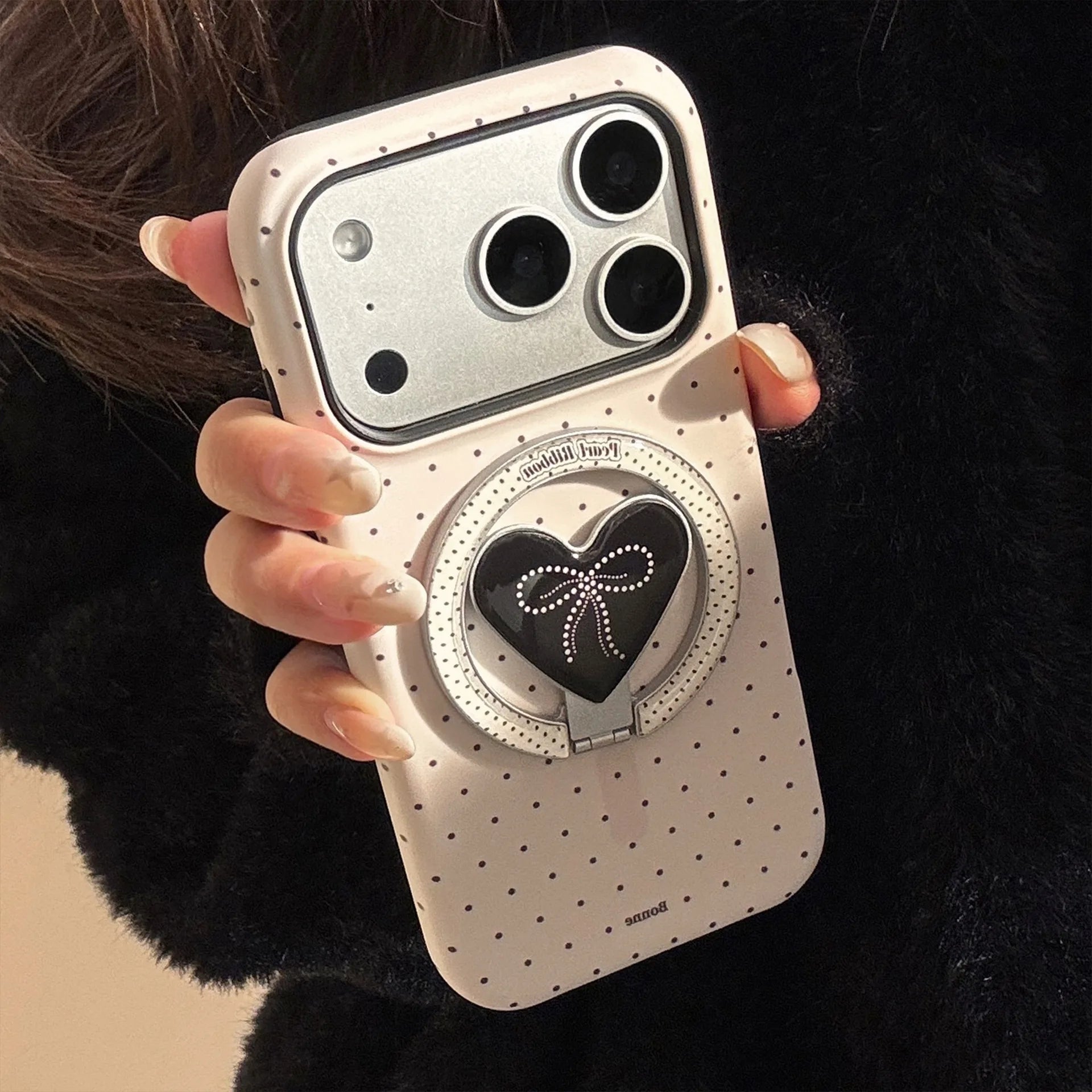 Korean Polka Dot Heart Magnetic Case - sky-case