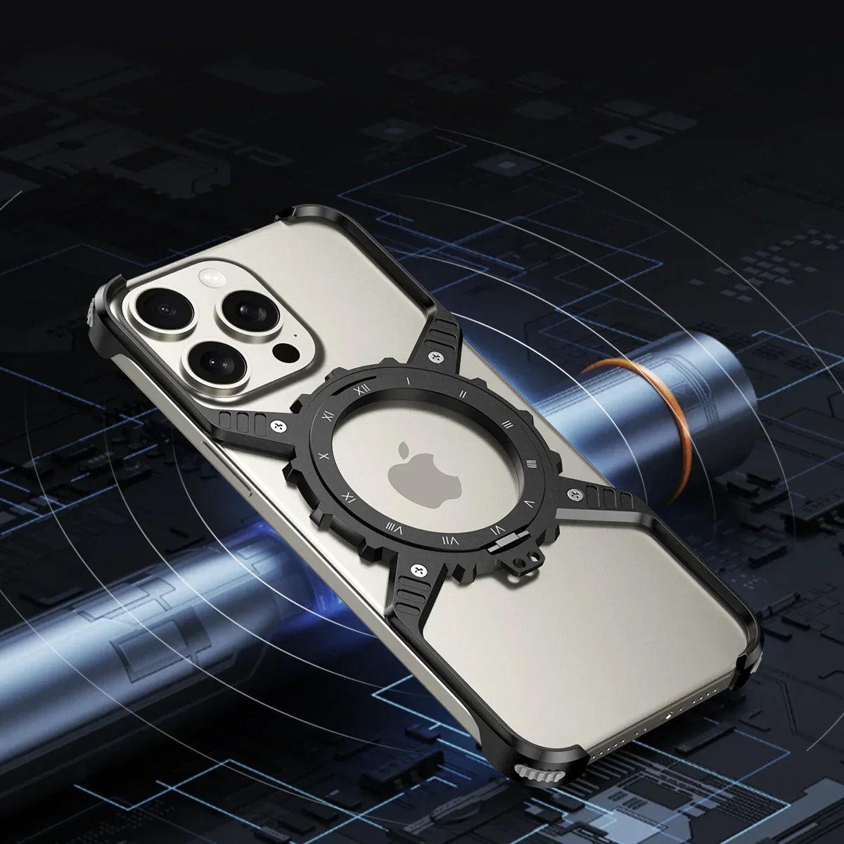 Luxury Metal Gear Magnetic Holder Phone Cover - sky-case