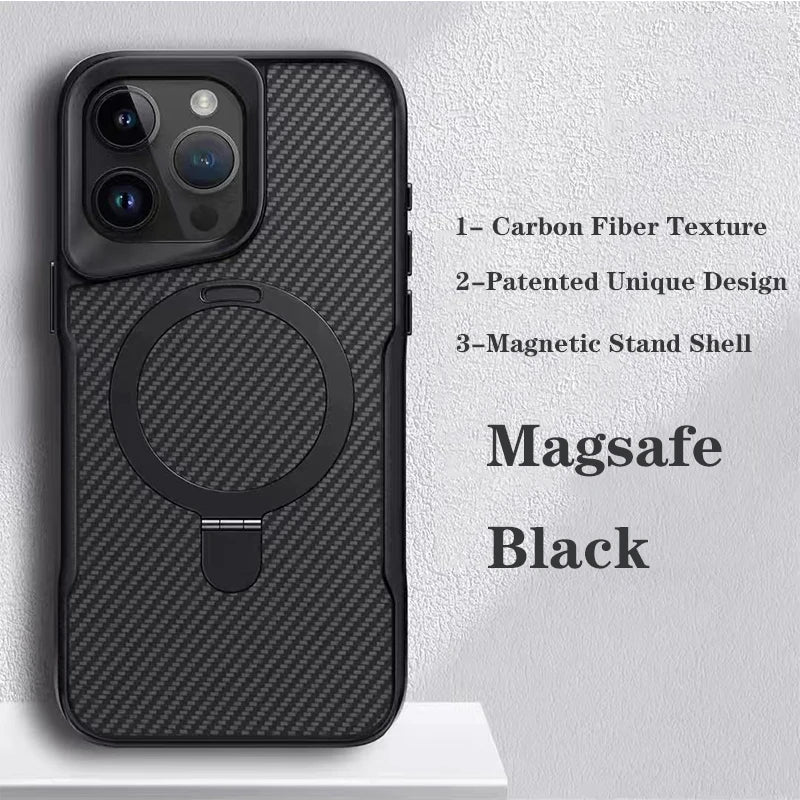 Carbon Fiber Soft Rubber Magsafe Cover Black / For iPhone 15 ProMax - sky-case
