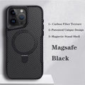 Carbon Fiber Soft Rubber Magsafe Cover Black / For iPhone 15 ProMax - sky-case