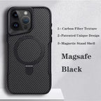 Carbon Fiber Soft Rubber Magsafe Cover Black / For iPhone 15 ProMax - sky-case