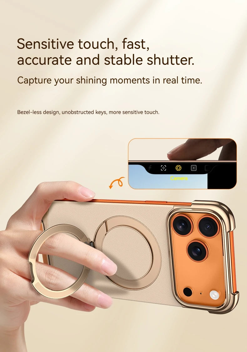 High-End Leather Magnetic Bracket Case - sky-case