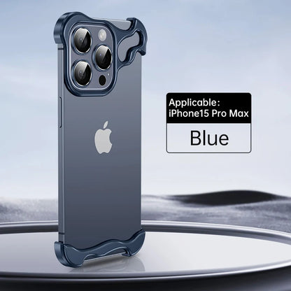Luxury Aluminum Metal Rimless Anti-drop Phone Cover Blue / For iPhone 15 Plus - sky-case