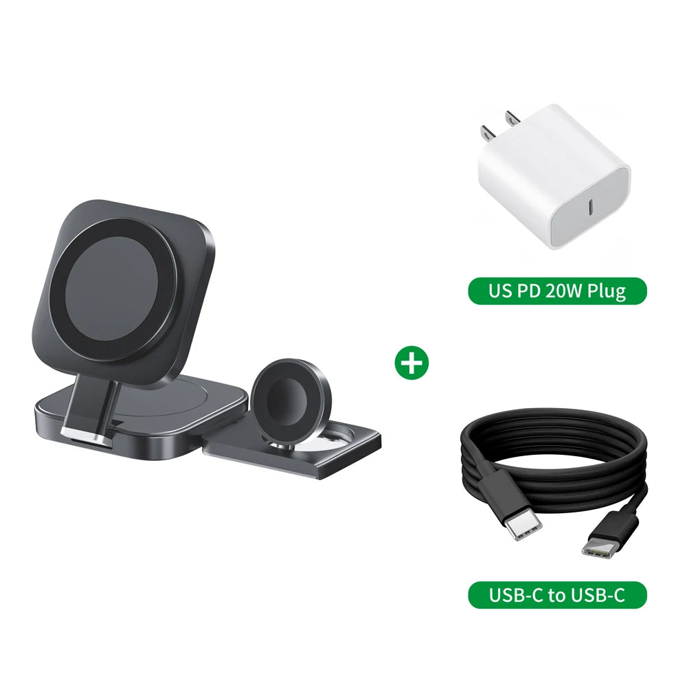 Foldable 3 in 1 Magnetic Wireless Charger - sky-case