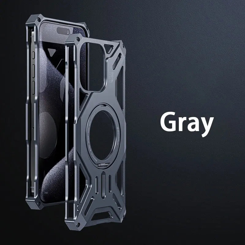 New Anti-Fall Aluminium Phone Cover Gray / For iPhone 15 - sky-case