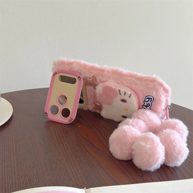 Cute 3D Fluffy Kitty Fur Case - sky-case