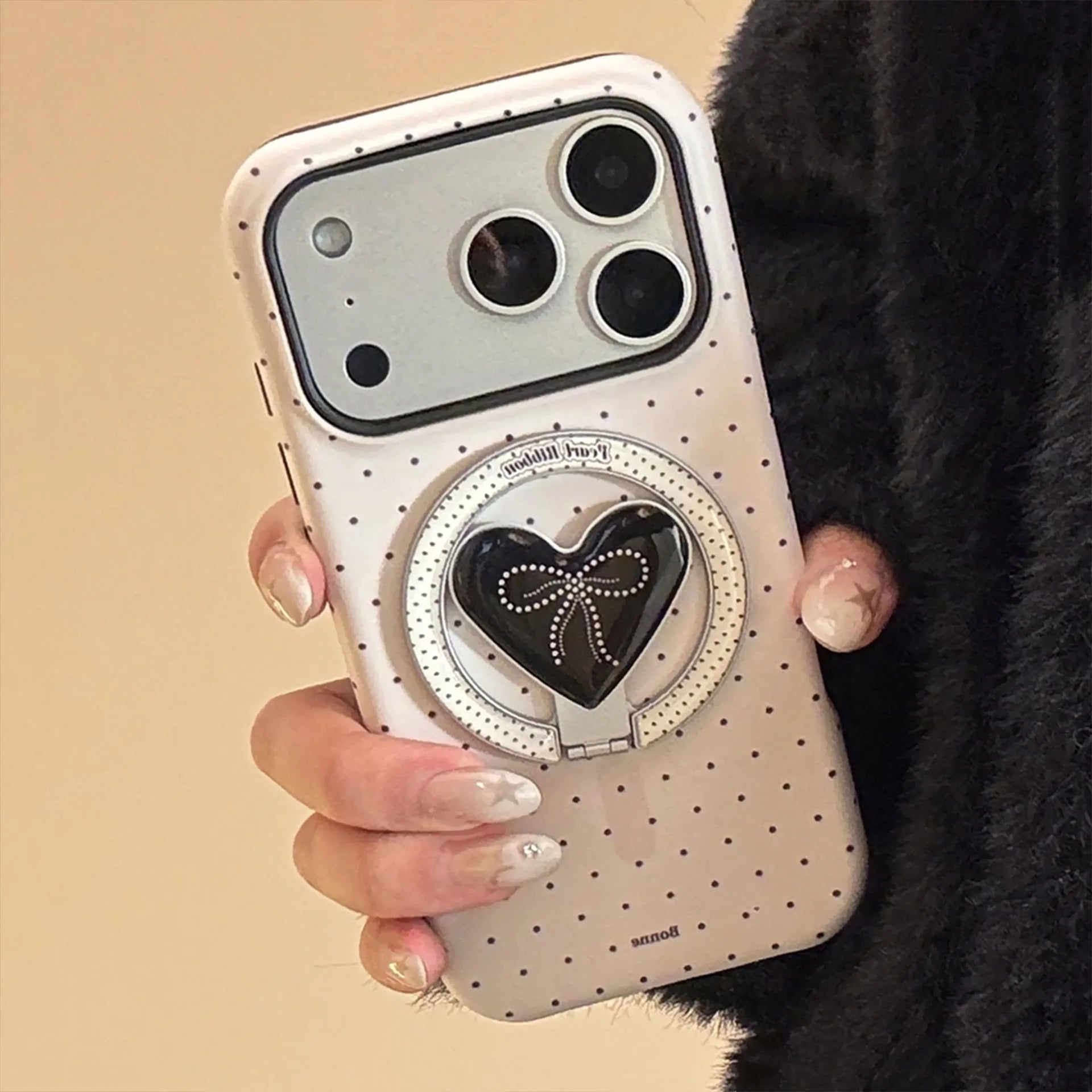 Korean Polka Dot Heart Magnetic Case - sky-case