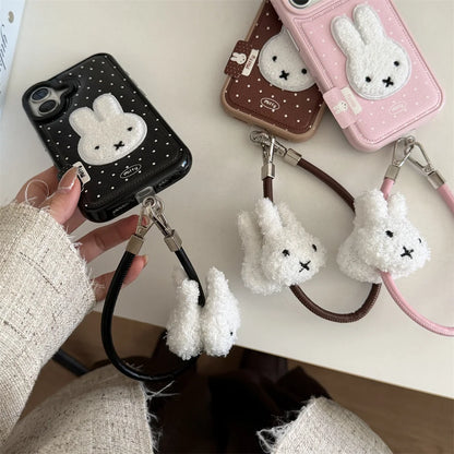 Winter Plush Rabbit Polka Dot Leather Case - sky-case